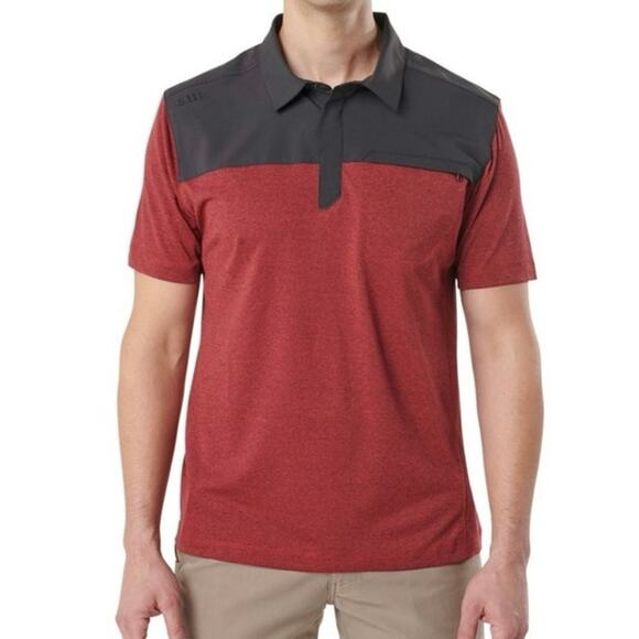 5.11 Tactical Rapid Response Short Sleeve Engine Red Colorblock Polo -XL - Picture 1 of 7